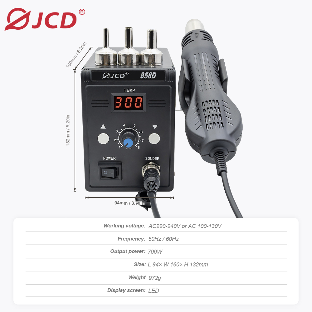 JCD Hot Air Gun 858D 700W BGA  - Smd Solder Paste review and price